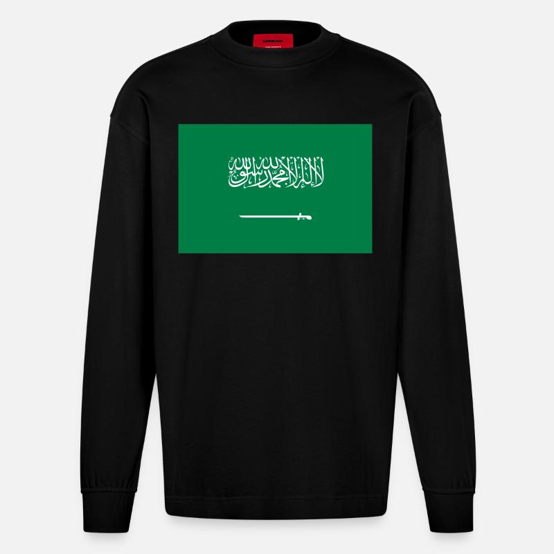 Saudi-Arabien / Saudi-Arabien Flagge - Heavyweight Oversized Organic Langarmshirt Made in EU - SOLID BLACK