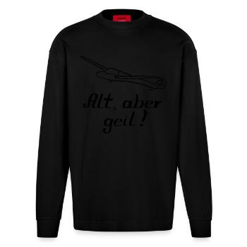 Gliding - Heavyweight Oversized Organic Longsleeve Shirt Made in EU - SOLID BLACK - Front