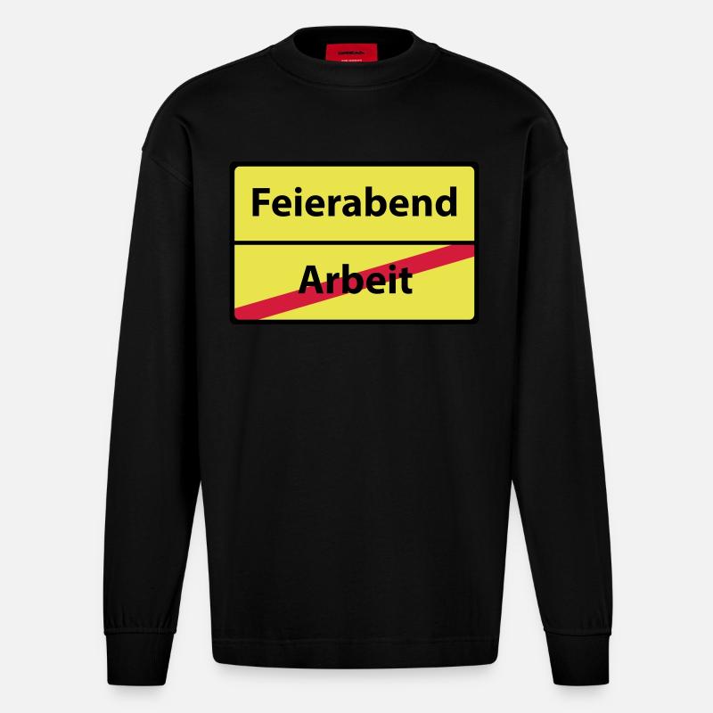 Arbeit Feierabend - Heavyweight Oversized Organic Langarmshirt Made in EU - SOLID BLACK