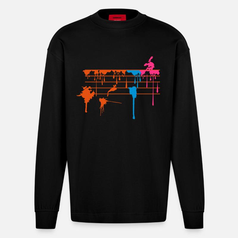 Notensplashes - Heavyweight Oversized Organic Langarmshirt Made in EU - SOLID BLACK