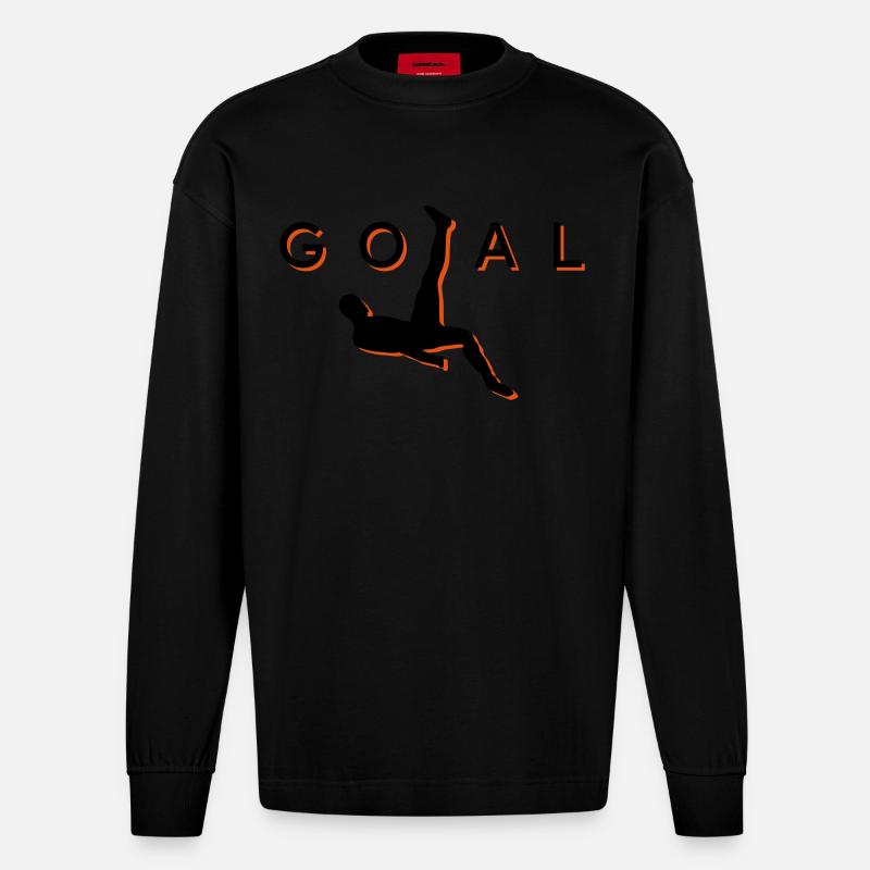 Fußball Fallrückzieher Tor - Heavyweight Oversized Organic Langarmshirt Made in EU - SOLID BLACK