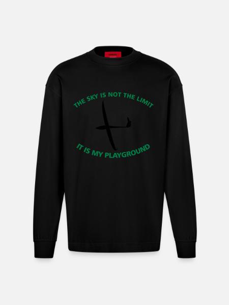 Glider pilot gift - Heavyweight Oversized Organic Longsleeve Shirt Made in EU - SOLID BLACK