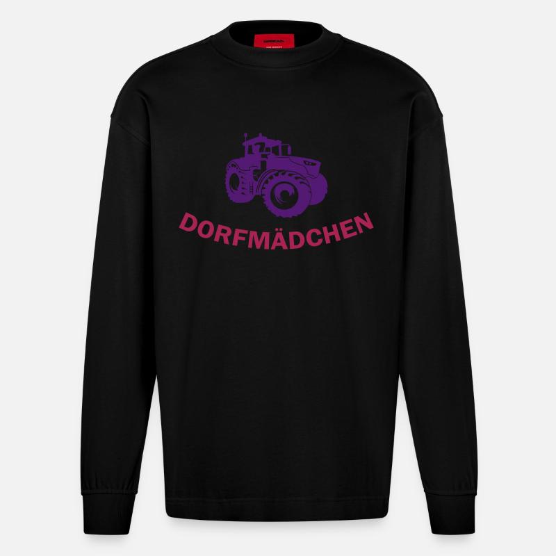 dorfmaedchen_2 - Heavyweight Oversized Organic Langarmshirt Made in EU - SOLID BLACK