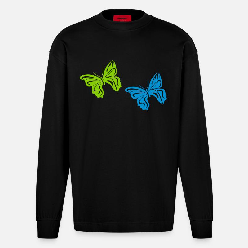 schmetterling 2 - Heavyweight Oversized Organic Langarmshirt Made in EU - SOLID BLACK