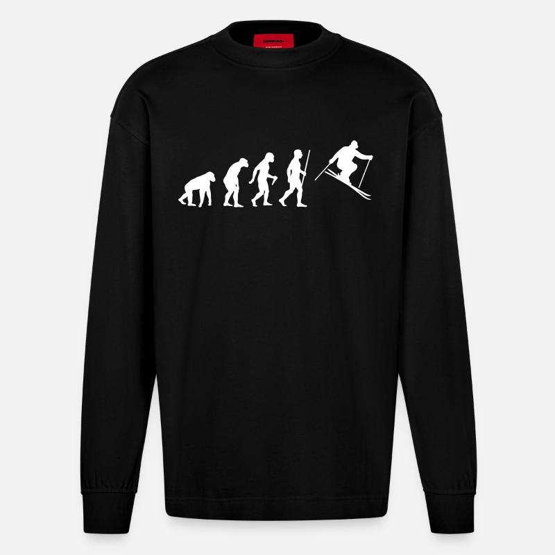 Ski Evolution - Heavyweight Oversized Organic Langarmshirt Made in EU - SOLID BLACK