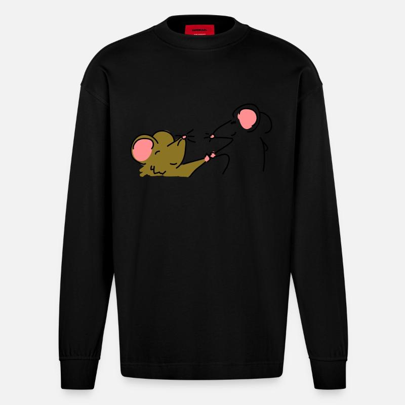 Mäusefreunde - Heavyweight Oversized Organic Langarmshirt Made in EU - SOLID BLACK