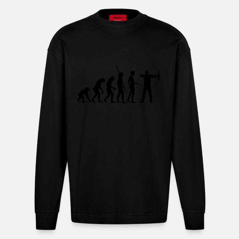 evolution_bogenschiessen - Heavyweight Oversized Organic Langarmshirt Made in EU - SOLID BLACK