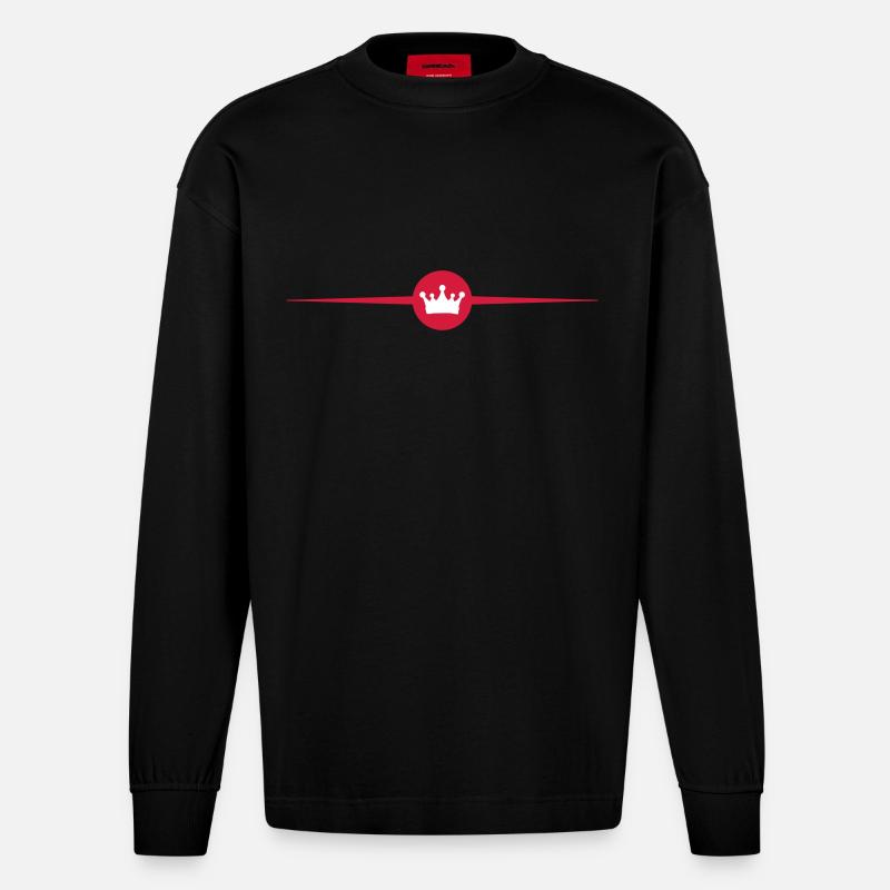 Crown Symbol Element - Heavyweight Oversized Organic Longsleeve Shirt Made in EU - SOLID BLACK