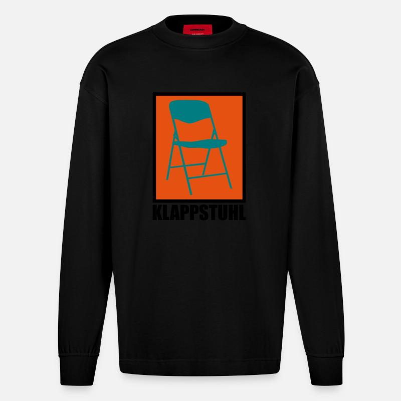 Klappstuhl - Heavyweight Oversized Organic Langarmshirt Made in EU - SOLID BLACK
