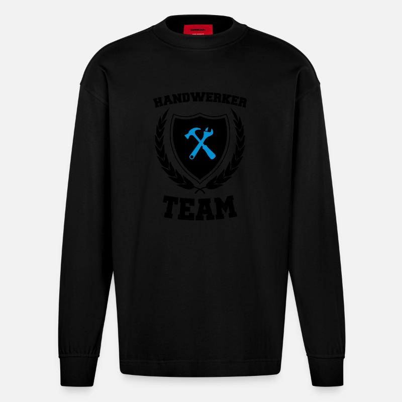 Handwerker Team - Heavyweight Oversized Organic Langarmshirt Made in EU - SOLID BLACK