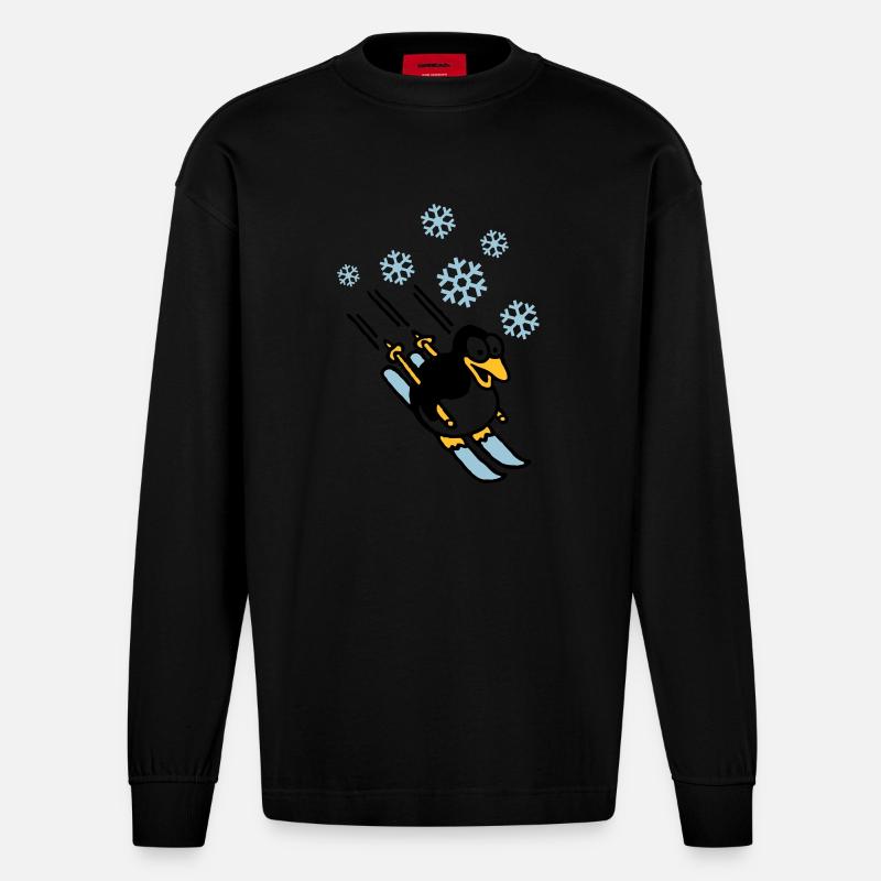 pinguin_ski_022011_h_3c - Heavyweight Oversized Organic Langarmshirt Made in EU - SOLID BLACK