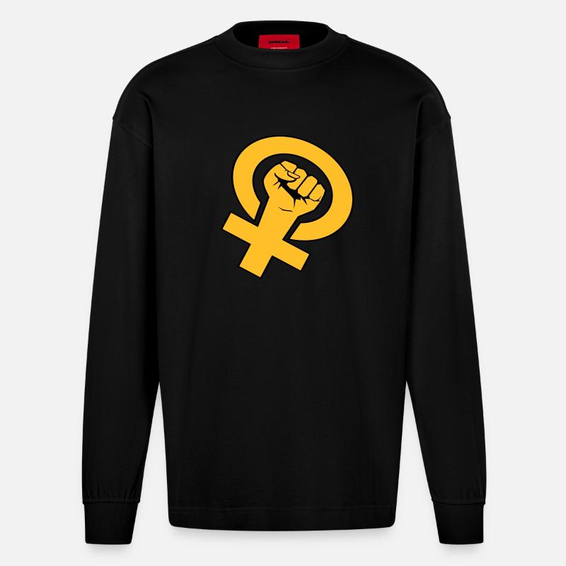 feminist - Manches longues bio épais oversize fabriqué en UE - SOLID BLACK
