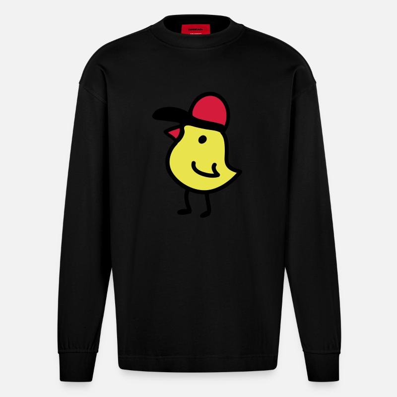 Poussins Cappy 3 - Manches longues bio épais oversize fabriqué en UE - SOLID BLACK