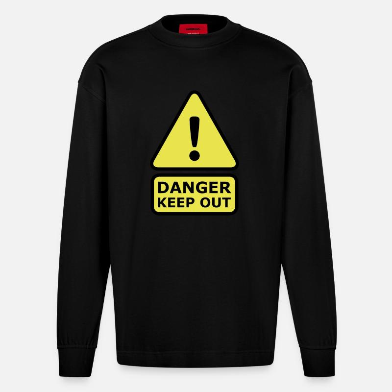 Danger Keep Out - Heavyweight Oversized Organic Langarmshirt Made in EU - SOLID BLACK