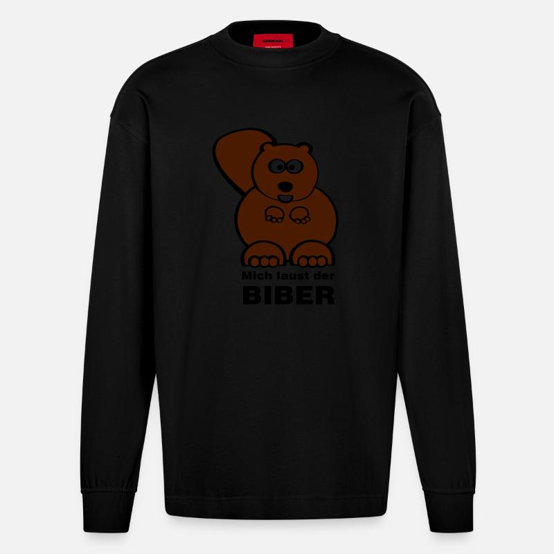 Mich laust der Biber - Heavyweight Oversized Organic Langarmshirt Made in EU - SOLID BLACK