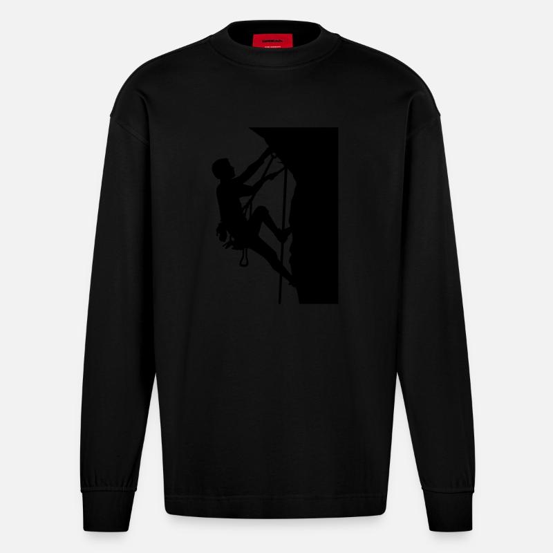 Klettern - Heavyweight Oversized Organic Langarmshirt Made in EU - SOLID BLACK