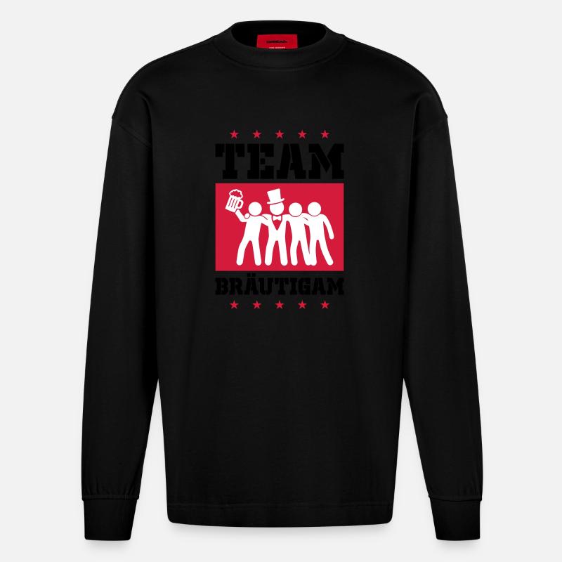 Team Bräutigam Party - Heavyweight Oversized Organic Langarmshirt Made in EU - SOLID BLACK