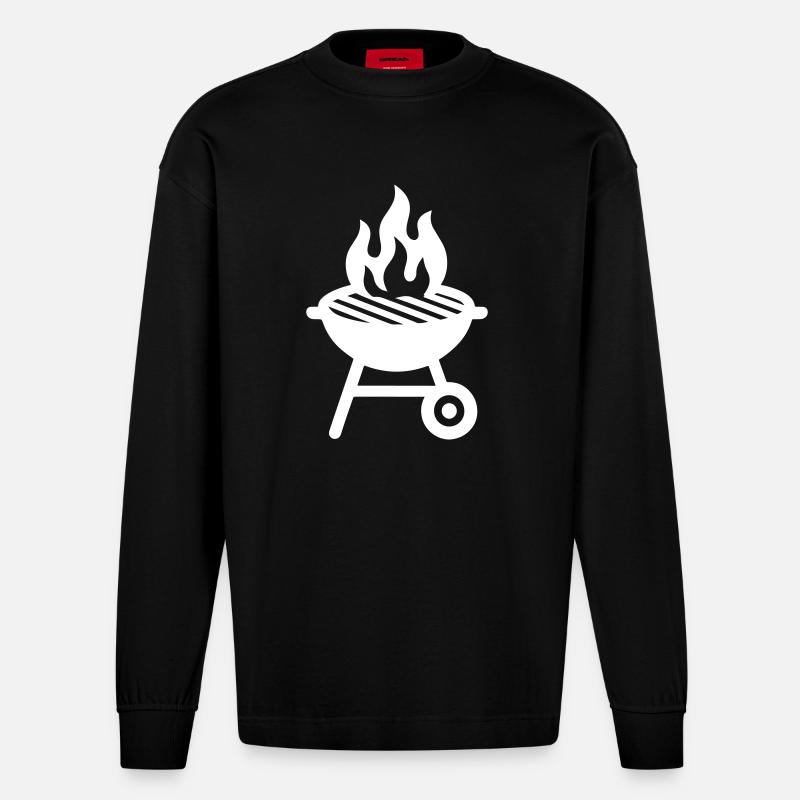 Grill Symbol - Heavyweight Oversized Organic Langarmshirt Made in EU - SOLID BLACK