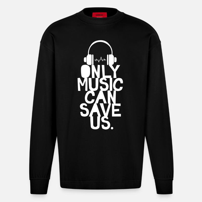 Only Music - Heavyweight Oversized Organic Langarmshirt Made in EU - SOLID BLACK