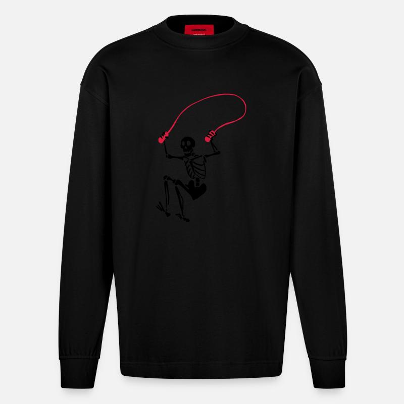 Skelett under hoppa hopprep - Heavyweight Oversized Organic Longsleeve Made in EU - SOLID BLACK