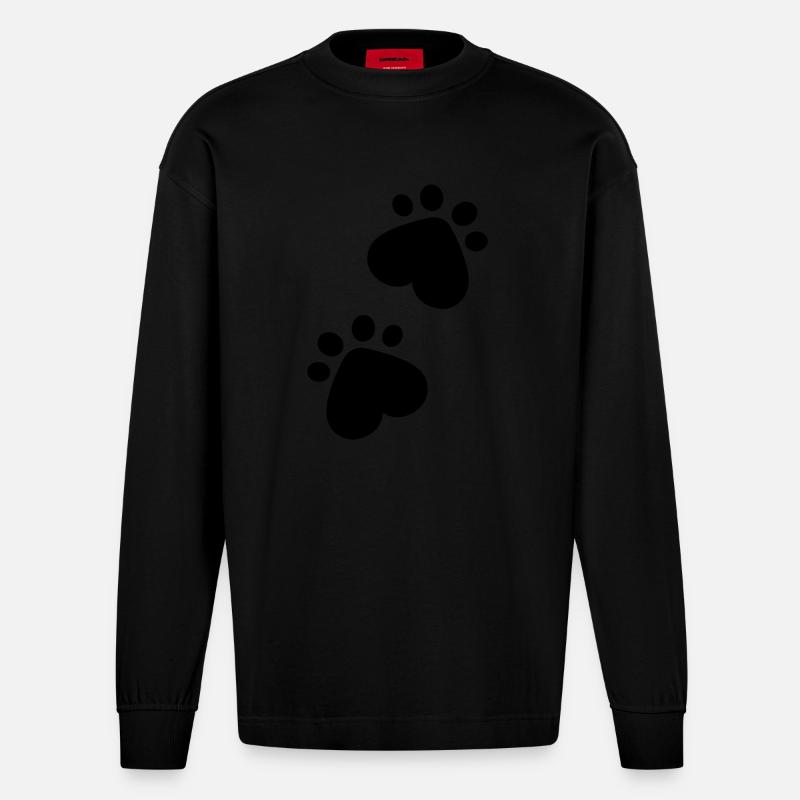Pfoten - Heavyweight Oversized Organic Langarmshirt Made in EU - SOLID BLACK