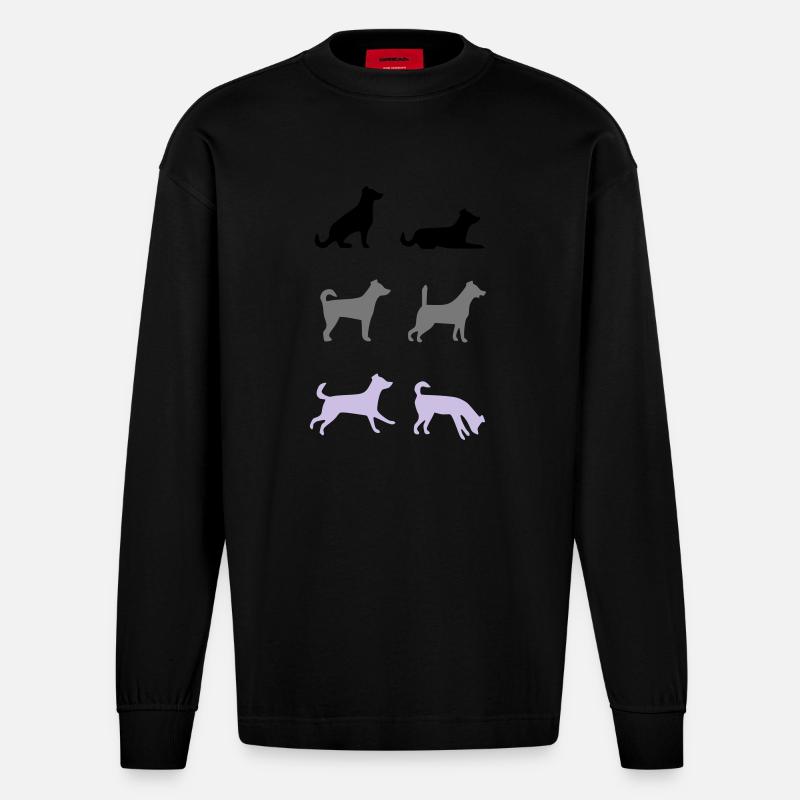 6 chiens - Manches longues bio épais oversize fabriqué en UE - SOLID BLACK