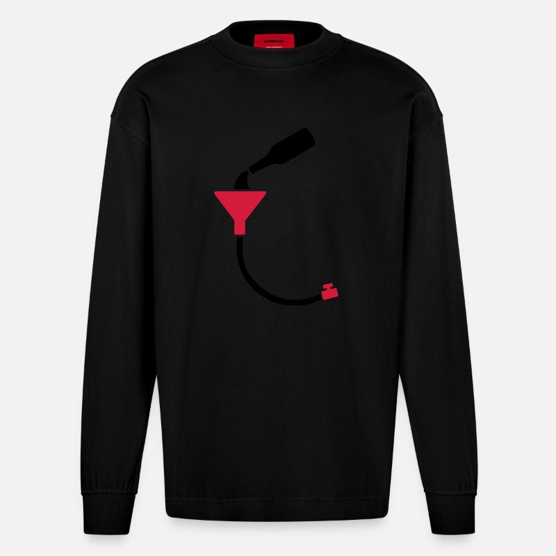 Bier Bong - Heavyweight Oversized Organic Langarmshirt Made in EU - SOLID BLACK