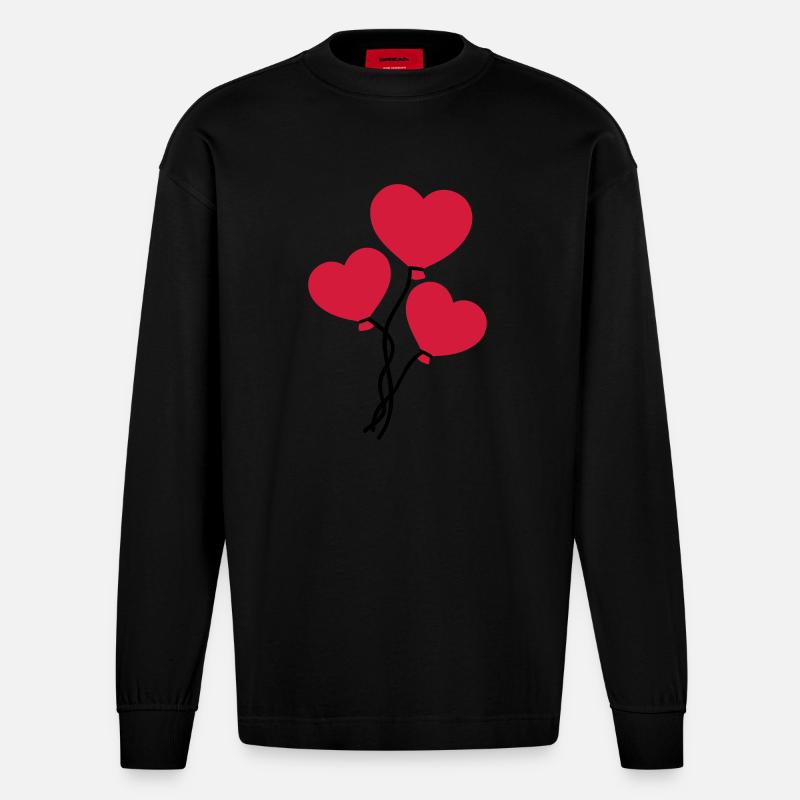 Luftballons - Heavyweight Oversized Organic Langarmshirt Made in EU - SOLID BLACK