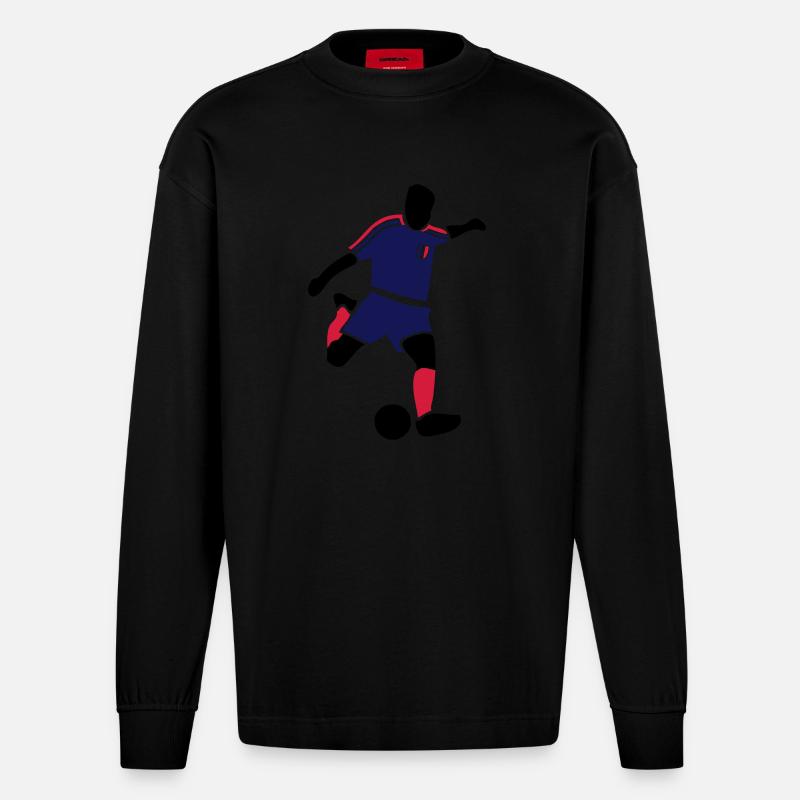 Fussball - Frankreich - Heavyweight Oversized Organic Langarmshirt Made in EU - SOLID BLACK
