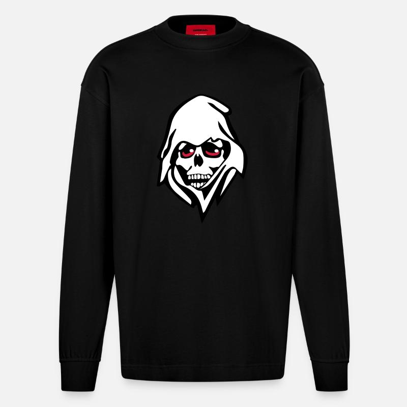 Der Tod - Heavyweight Oversized Organic Langarmshirt Made in EU - SOLID BLACK