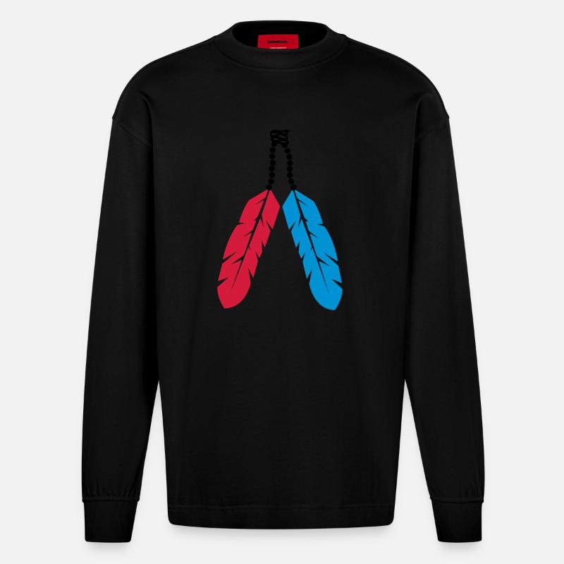 federn_002 - Heavyweight Oversized Organic Langarmshirt Made in EU - SOLID BLACK