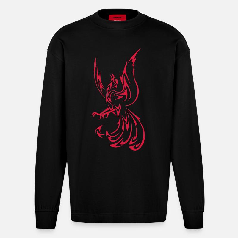 phoenix - Heavyweight Oversized Organic Langarmshirt Made in EU - SOLID BLACK