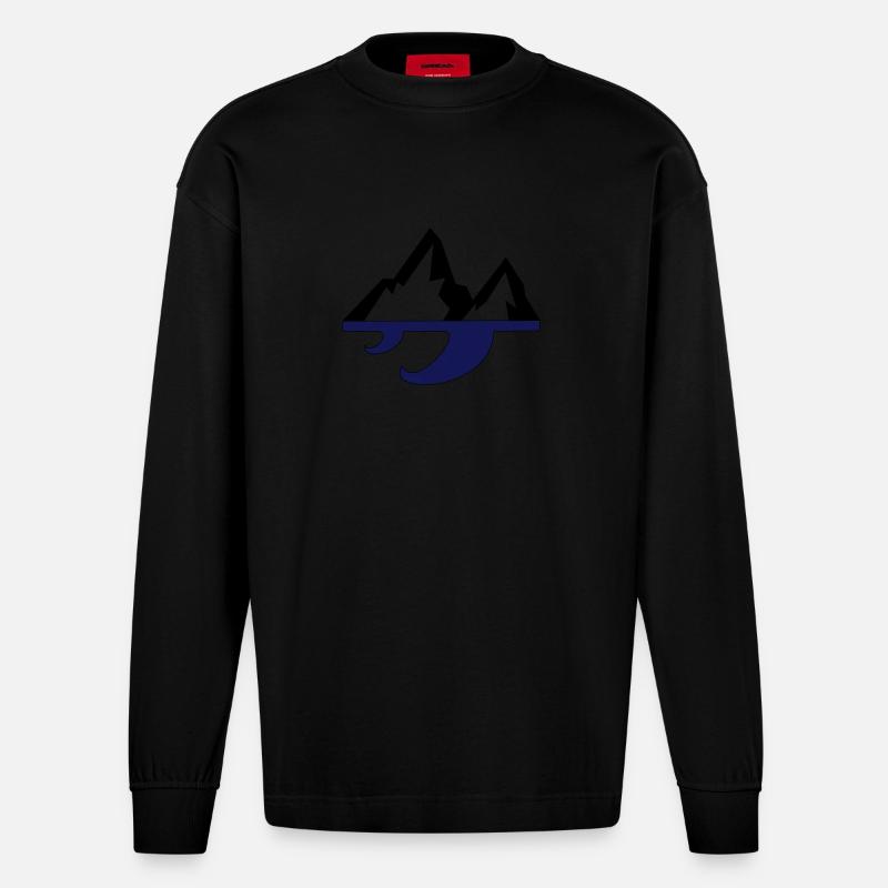 Mountain & wave - Manches longues bio épais oversize fabriqué en UE - SOLID BLACK