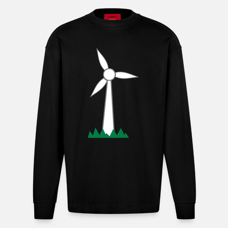 Windrad - Heavyweight Oversized Organic Langarmshirt Made in EU - SOLID BLACK