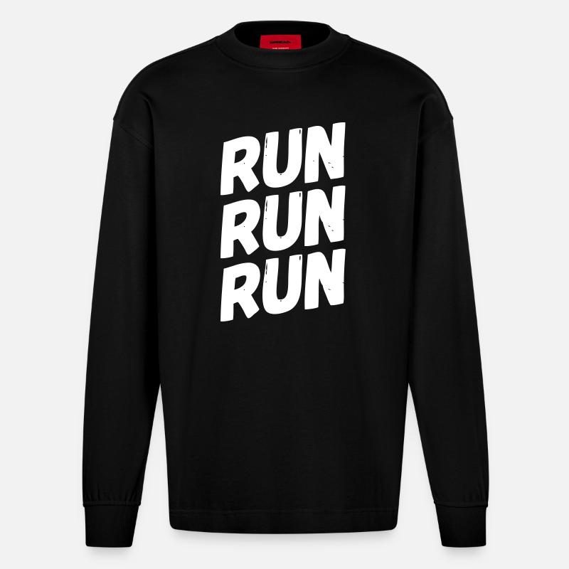 run run run - Heavyweight Oversized Organic Langarmshirt Made in EU - SOLID BLACK