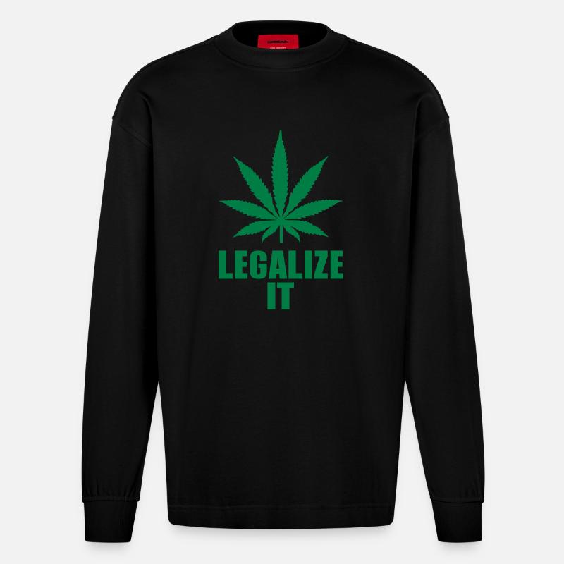 Marihuana - Heavyweight Oversized Organic Langarmshirt Made in EU - SOLID BLACK