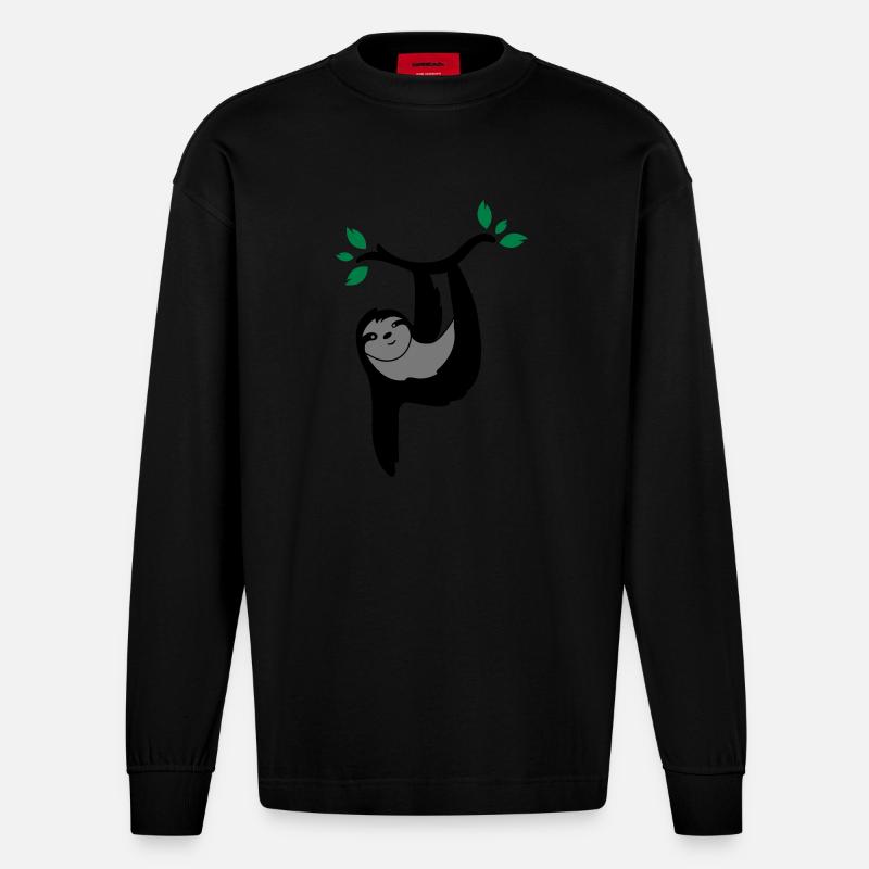 faultier_02 - Heavyweight Oversized Organic Langarmshirt Made in EU - SOLID BLACK