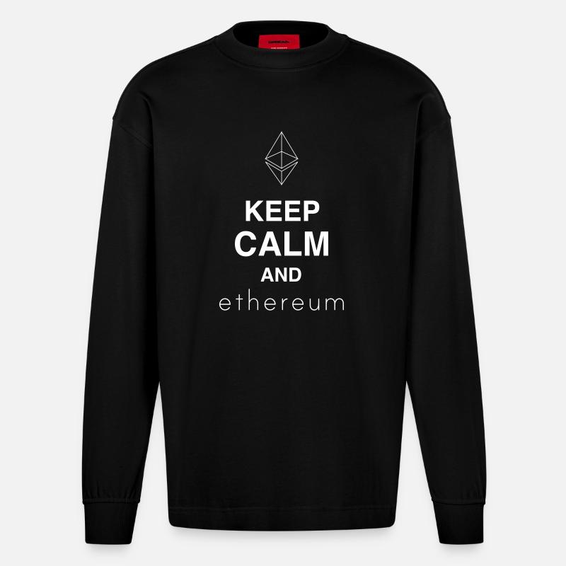 garder son calme et étherium - Manches longues bio épais oversize fabriqué en UE - SOLID BLACK
