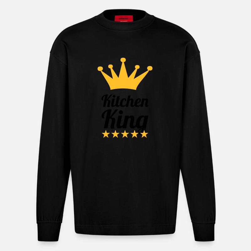Kitchen King - Heavyweight Oversized Organic Langarmshirt Made in EU - SOLID BLACK