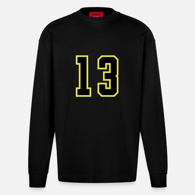 Maillot à 13 numéros - Manches longues bio épais oversize fabriqué en UE - SOLID BLACK