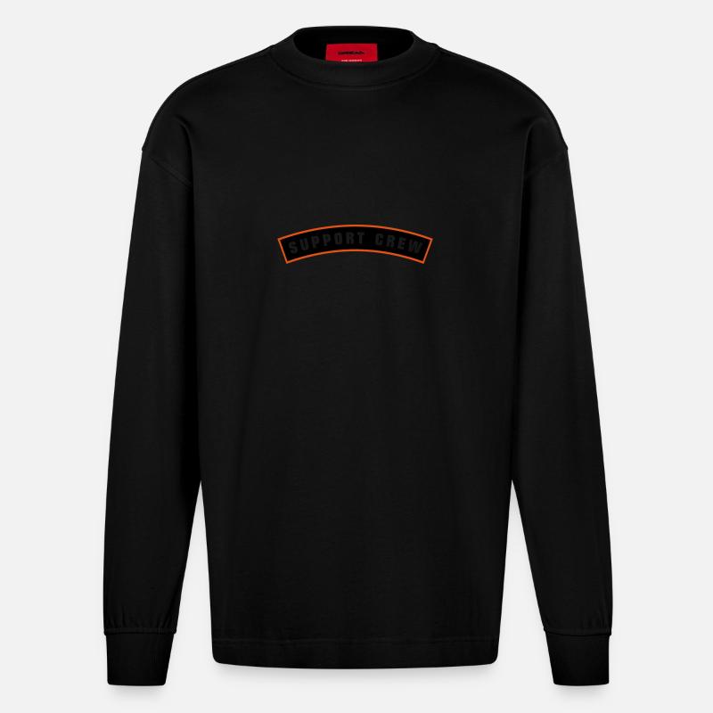 SUPPORT CREW Patch - Heavyweight Oversized Organic Langarmshirt Made in EU - SOLID BLACK
