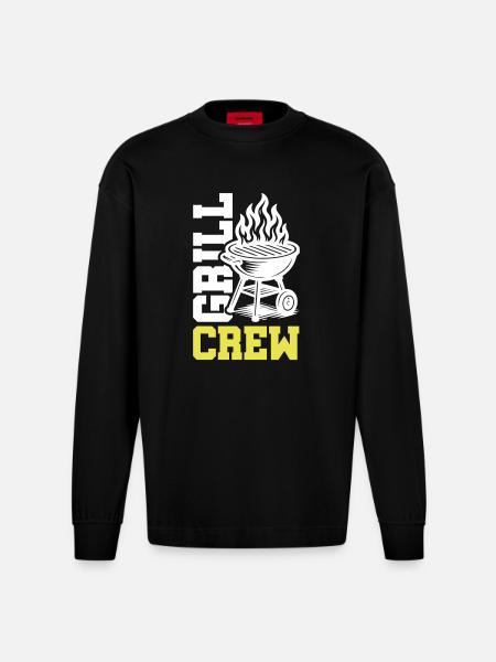 Grill Crew - Heavyweight Oversized Organic Longsleeve Shirt Made in EU - SOLID BLACK