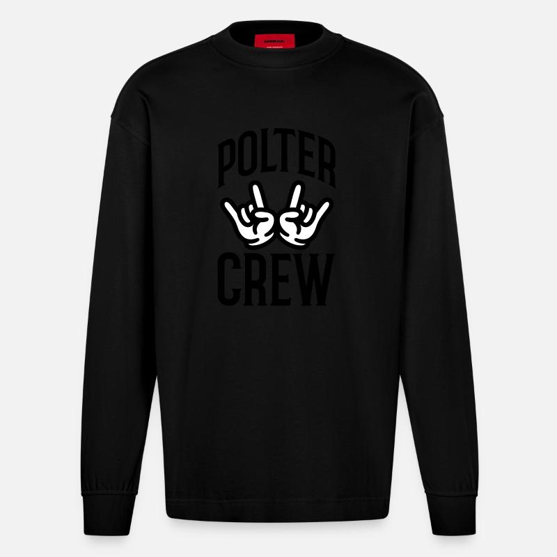 Polter Crew Polterabend - Heavyweight Oversized Organic Langarmshirt Made in EU - SOLID BLACK