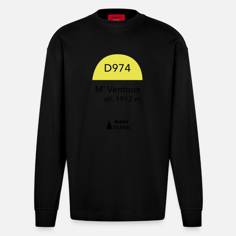 Mont Ventoux - Heavyweight Oversized Organic Langarmshirt Made in EU - SOLID BLACK