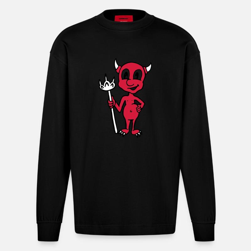 Little Devil - Heavyweight Oversized Organic Langarmshirt Made in EU - SOLID BLACK