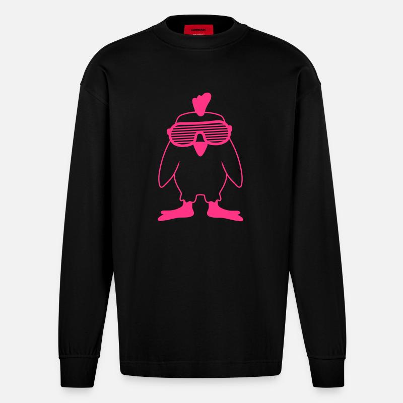 Party Chick - Heavyweight Oversized Organic Langarmshirt Made in EU - SOLID BLACK
