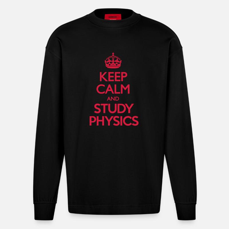 Keep Calm and Study Physics - Manches longues bio épais oversize fabriqué en UE - SOLID BLACK