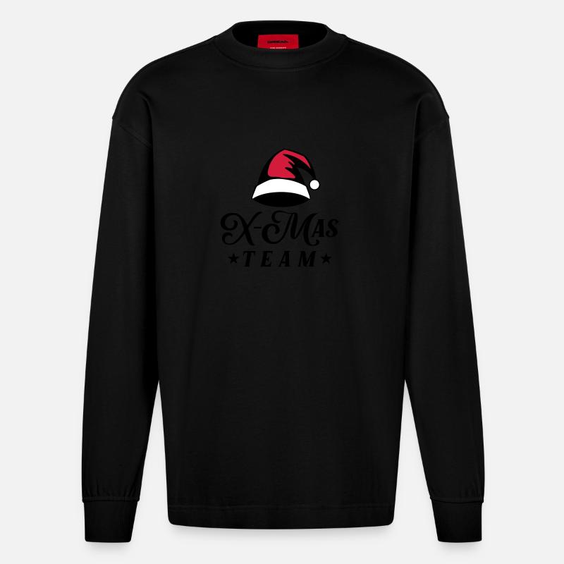 Équipe de Noël - Manches longues bio épais oversize fabriqué en UE - SOLID BLACK