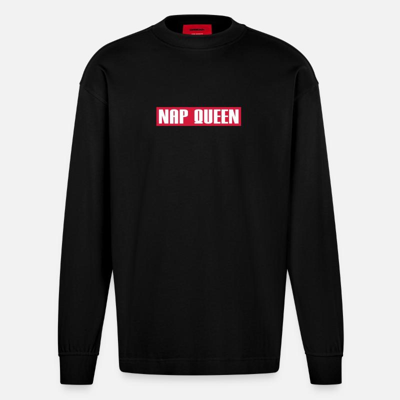 NAP QUEEN - Heavyweight Oversized Organic Longsleeve Shirt Made in EU - SOLID BLACK