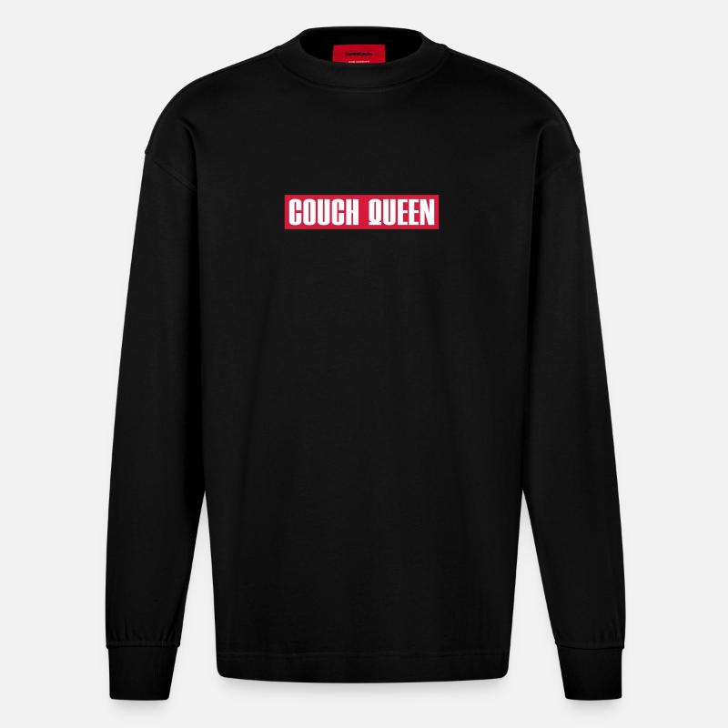 COUCH QUEEN - Heavyweight Oversized Organic Langarmshirt Made in EU - SOLID BLACK